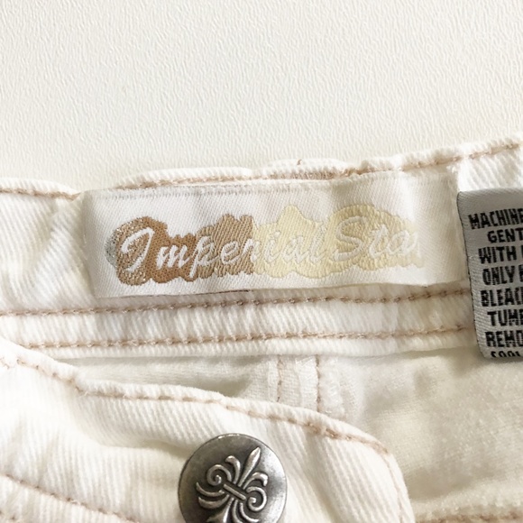 Imperial Star White Denim Jeans Back Flap Pocket Adjustable Waist Sz 7 - Picture 6 of 8